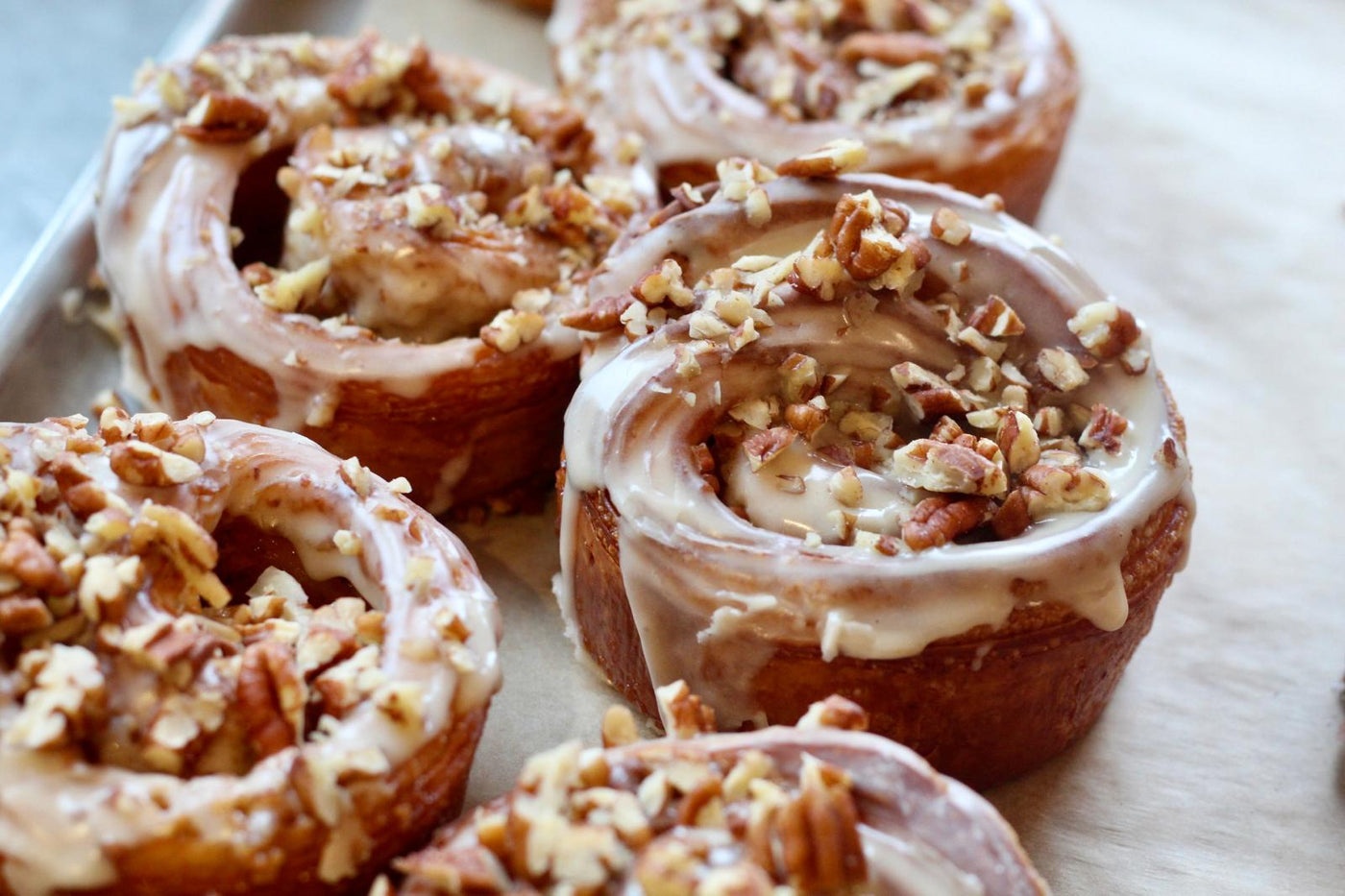 Maple and pecan buns from KNEAD bakery. Tasty looking group of pastries. 