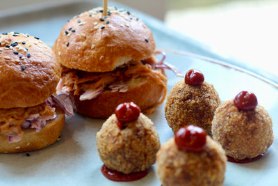 Artisan gourmet burger with fresh ingredients, ready to serve